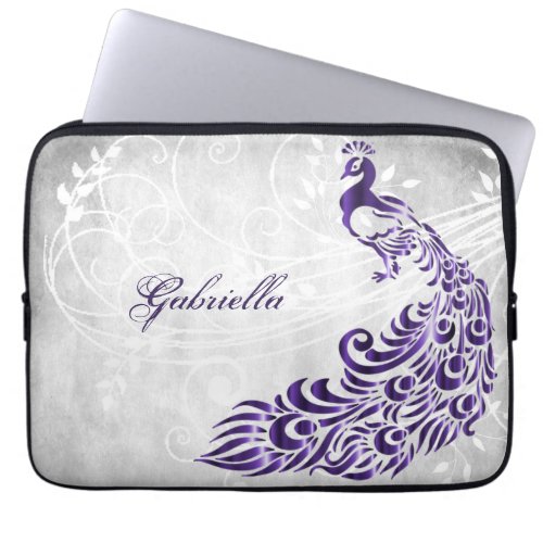 Purple Peacock Personalized Laptop Sleeve