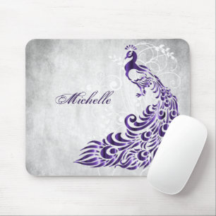 Purple Peacock Personalized Mouse Pad