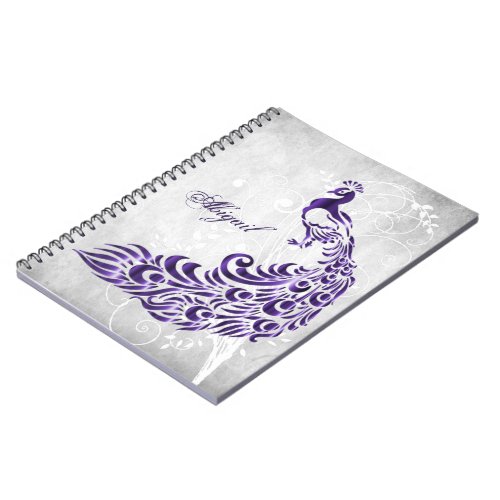 Purple Peacock Personalized Spiral Notebook