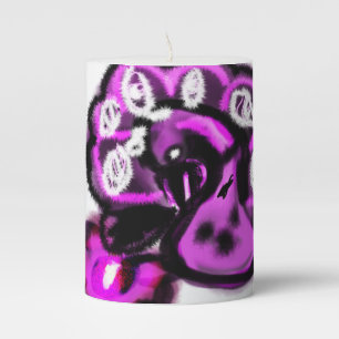 Purple peacock pillar candle