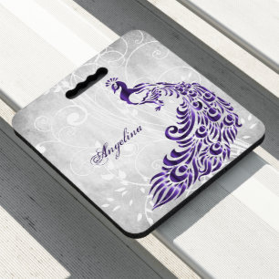 Purple Peacock Stadium Seat Cushion