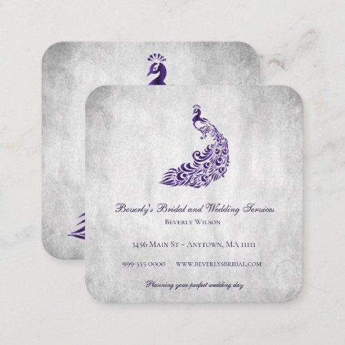 Purple Peacock Wedding and Bridal Services Square Business Card