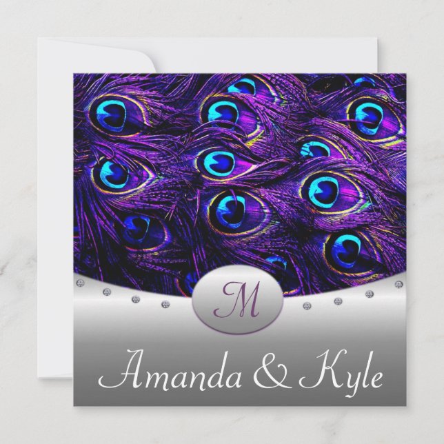 Purple Peacock Wedding Invitations (Front)