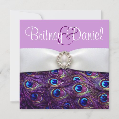 Purple Peacock Wedding Invitations