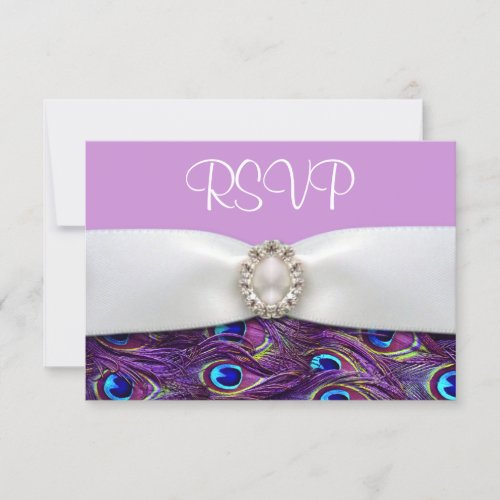 Purple Peacock Wedding RSVP Response Cards