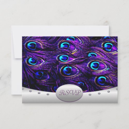 Purple Peacock Wedding RSVP Wedding Cards
