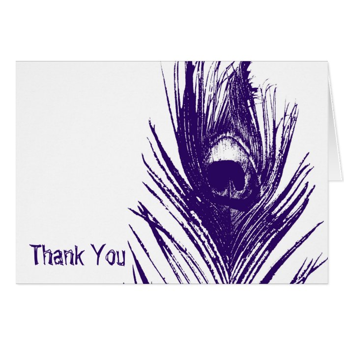 Purple Peacock Wedding Thank You Cards