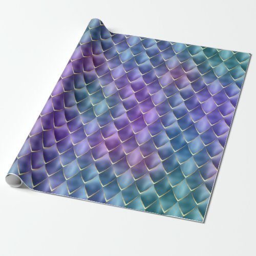 Purple Pearl Mermaid Dragon Scales Pattern Holiday Wrapping Paper