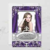 Purple Pearl Silk Vintage Glamour Quinceanera Invitation (Front)