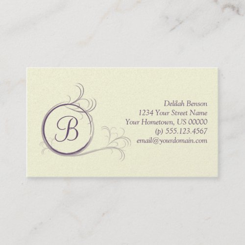 Purple Pearlized Monogram Business Card