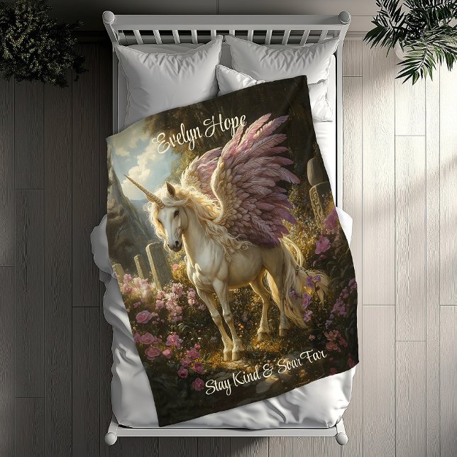 Purple Pegasus Celtic Stone Circle Mythical Horse Fleece Blanket (Creator Uploaded)