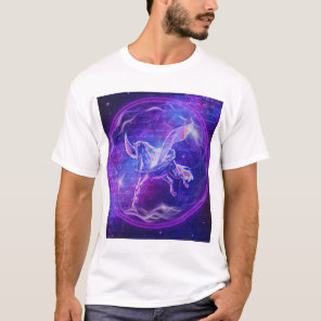 Purple Pegasus | Neon Winged Horse Galaxy Art T-Shirt