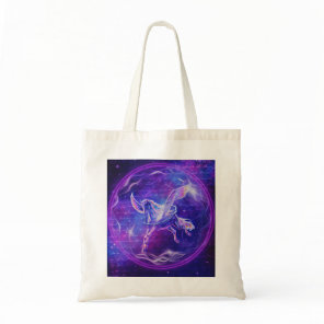 Purple Pegasus | Neon Winged Horse Galaxy Art Tote Bag