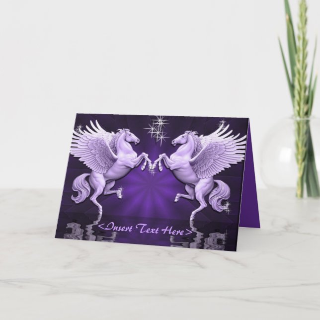 Purple Pegasus Reflections Greeting Card (Front)