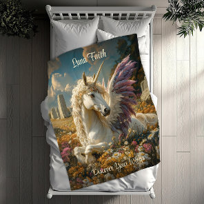 Purple Pegasus Stone Circle Fantasy Mythical Horse Fleece Blanket