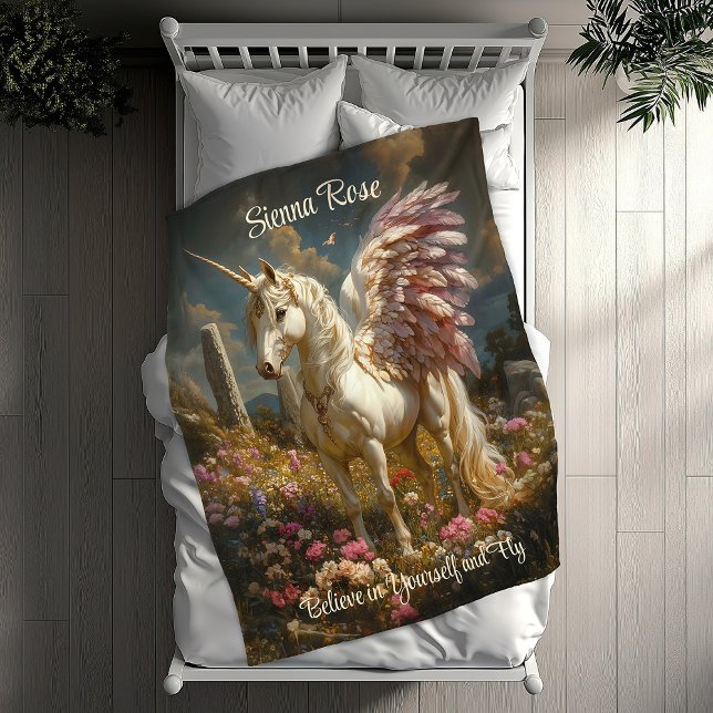 Purple Pegasus Stone Circle Fantasy Mythical Horse Fleece Blanket (Creator Uploaded)