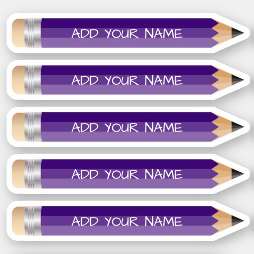 Purple Pencil Name Custom_Cut Vinyl Sticker