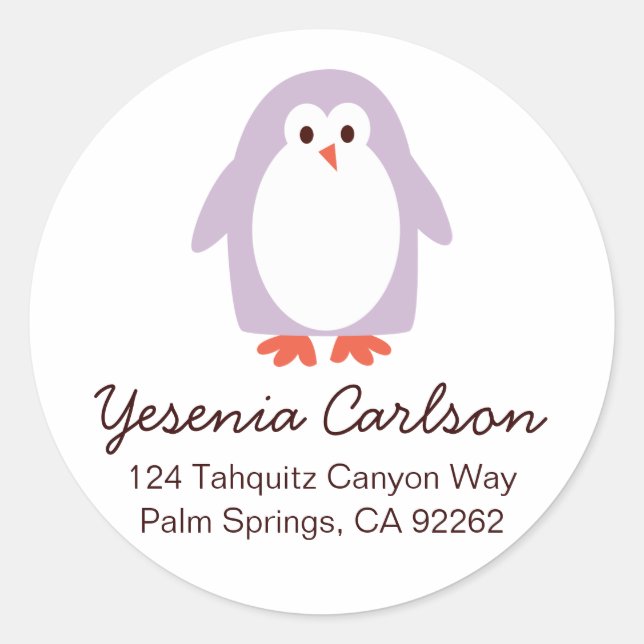 Purple Penguin Address Labels (Front)