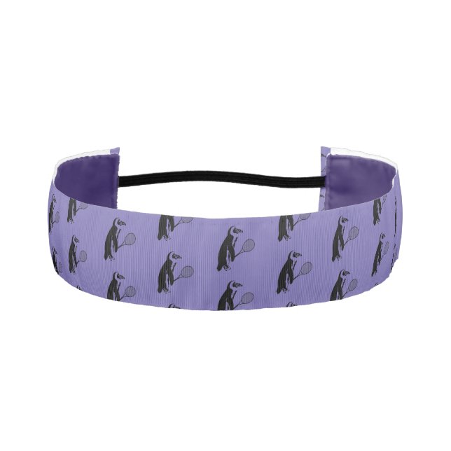 Purple Penguin Tennis Player Pattern Athletic Headband (Front)