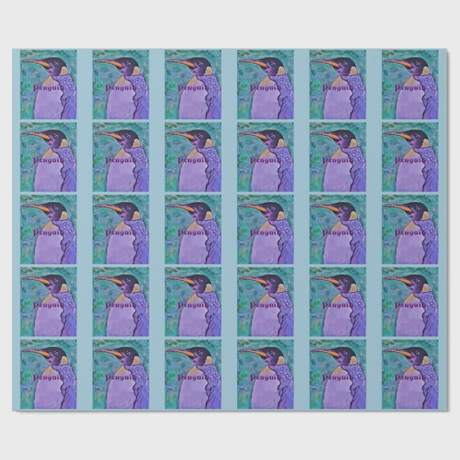 Purple Penguin Wrapping Paper (Flat)