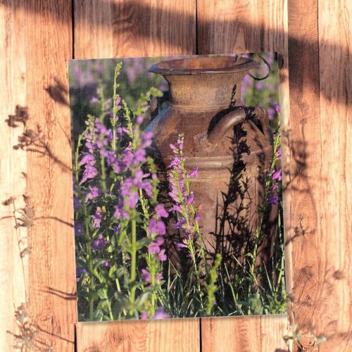 Purple Penstemon and Rusty Old Milk Can Photo  Jigsaw Puzzle