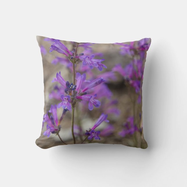 Purple Penstemon Flowers Pillow (Front)