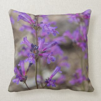 Purple Penstemon Flowers Pillow