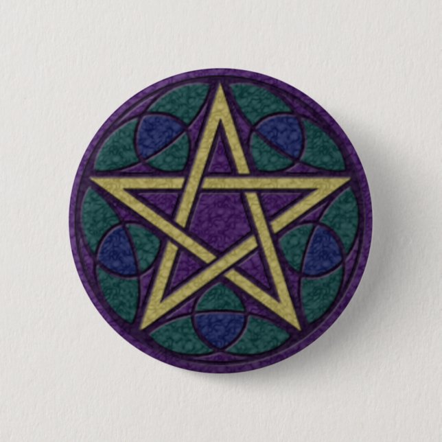Purple Pentacle Triquetra Button (Front)
