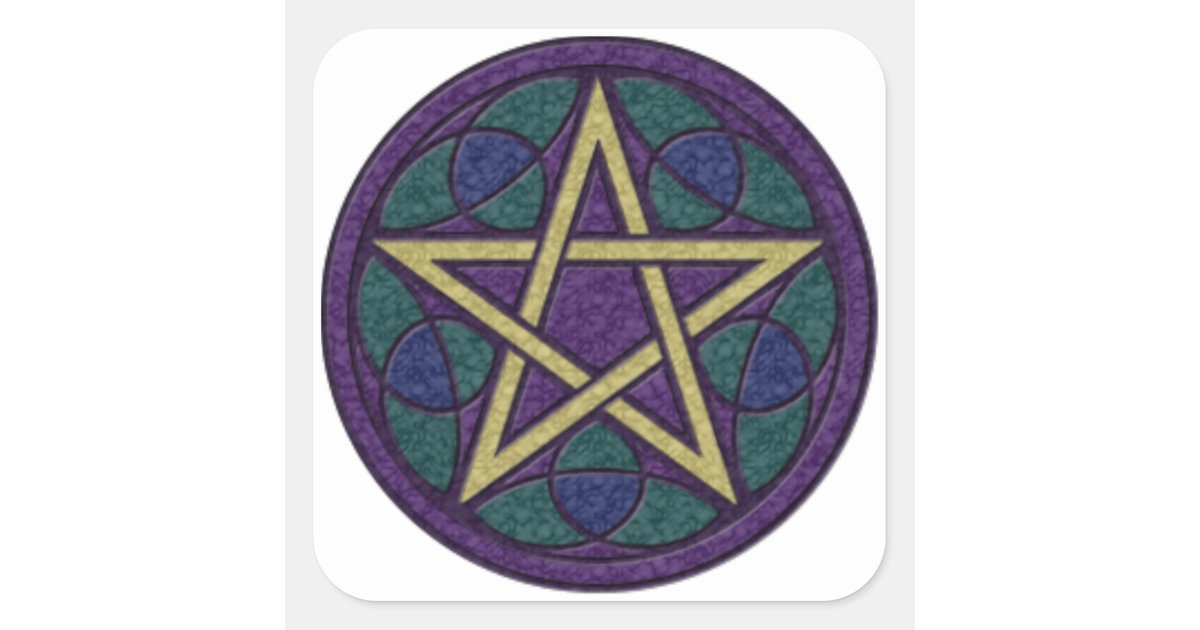 Purple Pentacle Triquetra Square Sticker | Zazzle