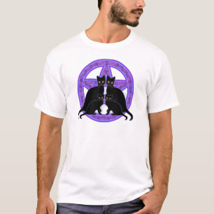 purple pentagram black cats protection wicca pagan T-Shirt