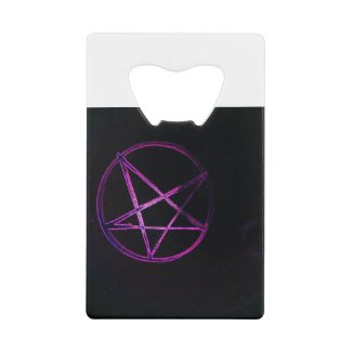 purple pentagram credit card bottle opener