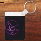 purple pentagram credit card bottle opener keychain (Back)