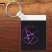 purple pentagram credit card bottle opener keychain (Front)