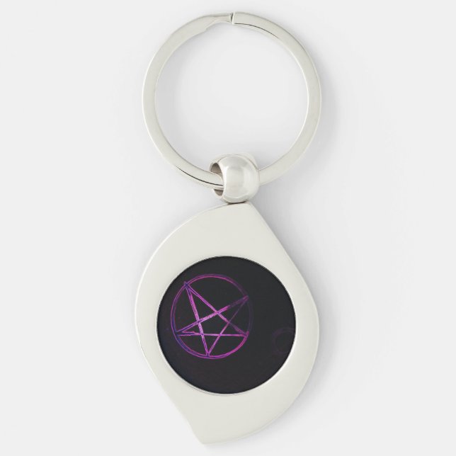 purple pentagram  keychain (Front)