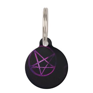 purple pentagram  pet ID tag