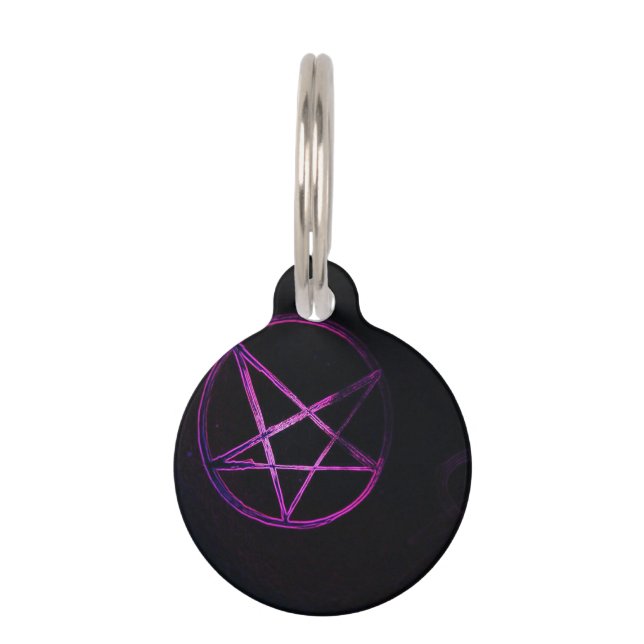 purple pentagram  pet ID tag (Front)