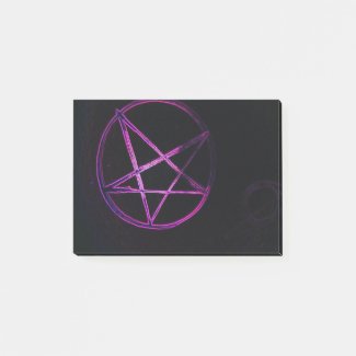 purple pentagram post-it notes