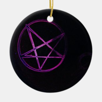 purple pentagram star magnet ceramic ornament