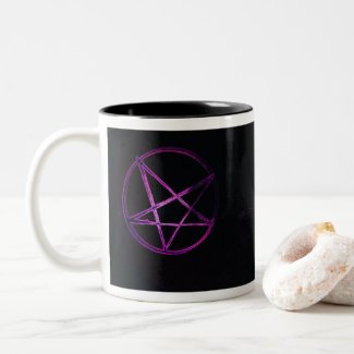 purple pentagram Two-Tone coffee mug