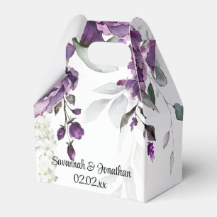 Purple Peonies and Sage Greenery Wedding Favor Favor Boxes
