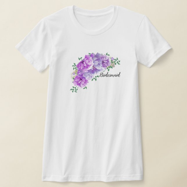 Purple Peonies Bridesmaid T-Shirt (Laydown)