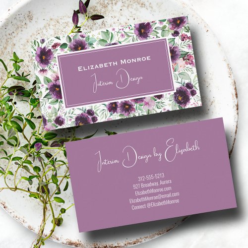 Purple Peonies Floral  Business Card