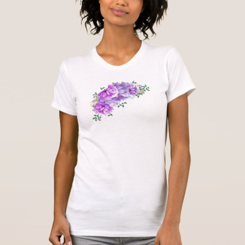Purple Peonies Floral Swag T_Shirt