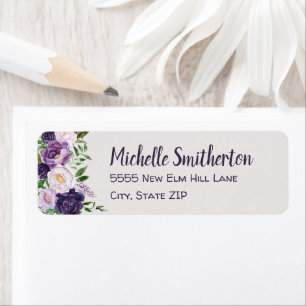 Purple Peonies Floral Women's Birthday  Label