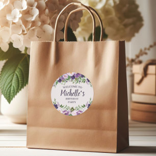 Purple Peonies Floral Women's Birthday Welcome Classic Round Sticker