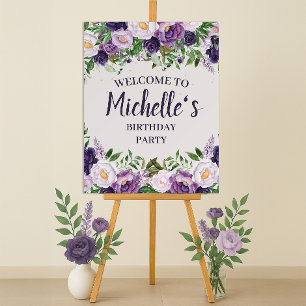 Purple Peonies Floral Women's Birthday Welcome  Foam Board
