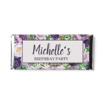 Purple Peonies Floral Women's Birthday Welcome   Hershey Bar Favors