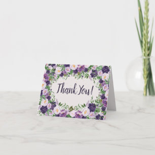 Purple Peonies Floral Women's Birthday Welcome  Letterpress Thank You Card