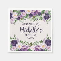 Purple Peonies Floral Women's Birthday Welcome