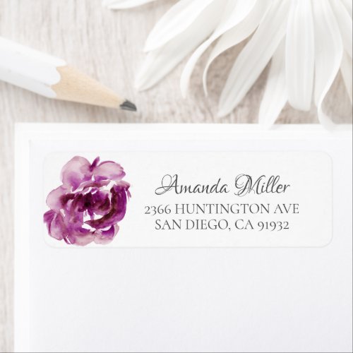 Purple Peonies Return Address Label